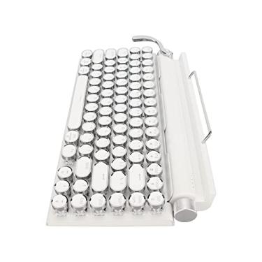 Imagem de Teclado mecânico de máquina de escrever, teclado mecânico de 83 teclas suporta 3 dispositivos FN Master (branco)