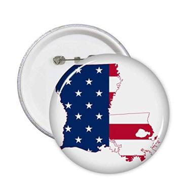 Imagem de Broche de bandeira com mapa de estrelas e listras da Louisiana EUA Emblema para decoração 5 peças
