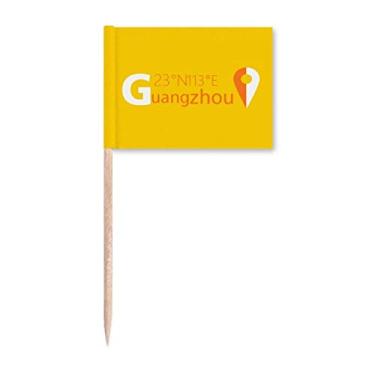 Imagem de Guangzhou Geography Coordenates Travel Toothpick Flags Marker Topper Decoração de Festa