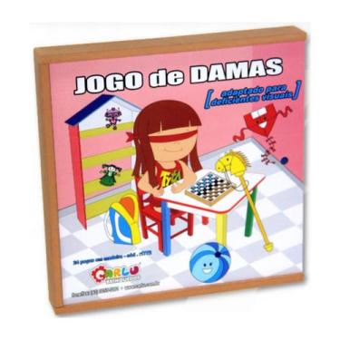 Imagem de Jogo De Tabuleiro Damas Adaptado Braille Inclusivo Educativo Mdf - Car