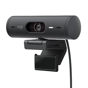 Imagem de Webcam Full HD Logitech Brio 500 com Microfones Duplos com Redução de Ruídos, Proteção de Privacidade, Correção de Luz e Enquadramento Automático - Grafite