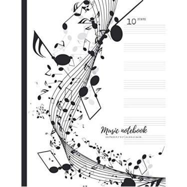 Imagem de Caderno de música - Caderno de escrita de música | Caderno de música em branco | Papel manuscrito em branco | 10 palitos por página | ... | Caderno de papel pessoal | 21,5 cm x 28 cm | 100 páginas