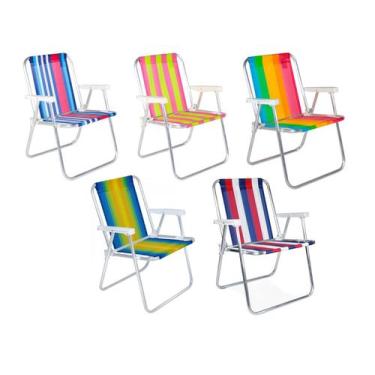 Imagem de Cadeira De Praia E Piscina Alta Alumínio Colorida Belfix