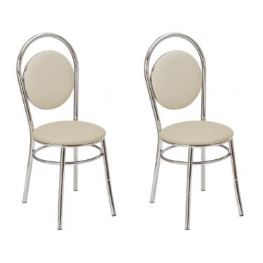 Imagem de Conjunto com 2 Cadeiras Gabriela Cromado e Bege