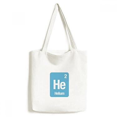 Imagem de He Helium Bolsa de lona com elemento químico ciência bolsa de compras casual