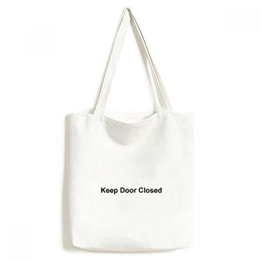 Imagem de Bolsa de lona com símbolo preto Keep Door fechada, bolsa de compras casual