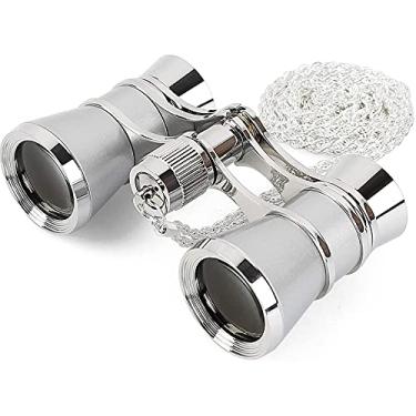 Imagem de Óculos de ópera Binóculos 3X25 Óculos de teatro Mini binóculos compactos com corrente para adultos Mulheres Crianças em concerto musical （Prata ）