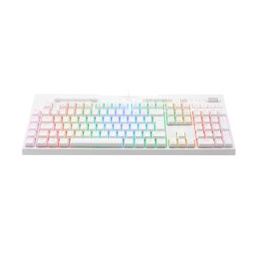 Imagem de Teclado Óptico Gamer Redragon BRAHMA PRO Branco RGB USB Switch Azul