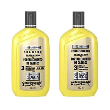 Imagem de Gota Dourada Kit Shampoo 300 Ml E Condicionador 300 Ml Combate A Queda Linha Fortalecimento 600 Ml