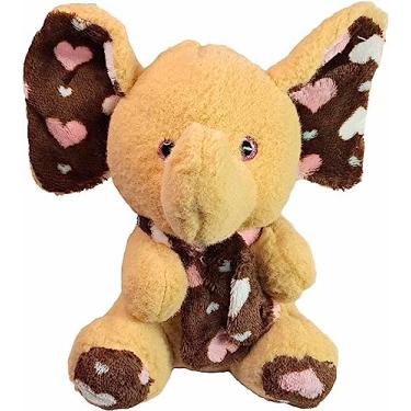 Imagem de Elefante De Pelúcia Pequeno Cachecol Olho Com Brilho Brinquedo Decoração Festa Cestas 20Cms Tuka Toy (Marrom)