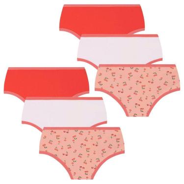 Imagem de Kit 6 Calcinhas Infantil Lobinha Estampada Basica Macias Lupo