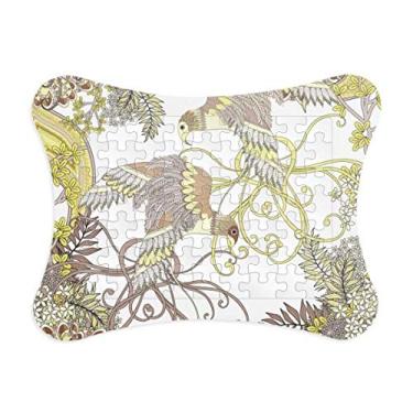 Imagem de Moldura de quebra-cabeça Ukiyo-e com estampa de folhas e árvore de flores, enfeite de quebra-cabeça