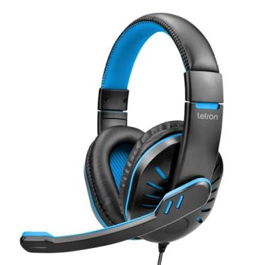 Imagem de HEADSET GAMER LINE ESTEREO DRIVER 40 MM ERGONOMICO CABO 1,8M PRETO E AZUL LETRON