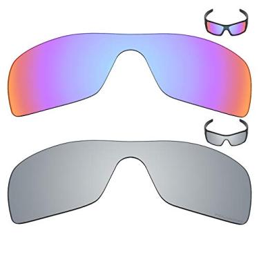 Imagem de Mryok+ 2 pares de lentes polarizadas de substituição para óculos de sol Oakley Batwolf – Rosa cobalto/titânio prata