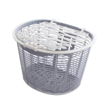 Imagem de YIJU Cesta tecida do portador da cesta da bicicleta, com cesta dianteira da bicicleta da capa, cesta da bicicleta do guiador para viagens, equipamento ao, cinza