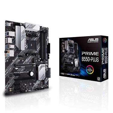 Imagem de ASUS Placa mãe Prime B550-PLUS AMD AM4 Zen 3 Ryzen 5000 e 3ª geração Ryzen ATX (PCIe 4.0, memória ECC, 1Gb LAN, HDMI 2.1, DisPlayPort 1.2 (4K@60HZ), Cabeçalho RGB Addressable Gen 2 e Aura Sync)