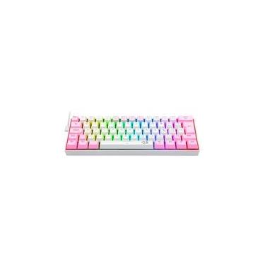 Imagem de Teclado Mecânico Gamer Redragon Keyboard Dragonborn, RGB, Switch Blue, ABNT 2, Branco e Rosa - K630WP-RGB (PT-BLUE)