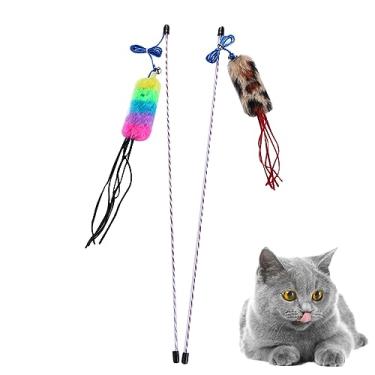 Imagem de minkissy 2 Unidades brinquedos de pelúcia brinquedo de varinha de gato brinquedo de pelúcia varinha de brinquedo para gatos brinquedo de haste de gato charme brinquedo de gato cana de pesca
