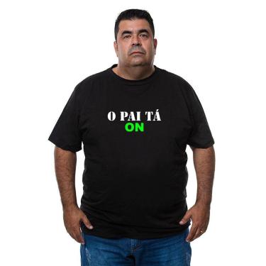 Imagem de Camiseta Masculina Plus Size Algodao Manga Curta O Pai Ta On Com Abridor De Garrafas Integrado