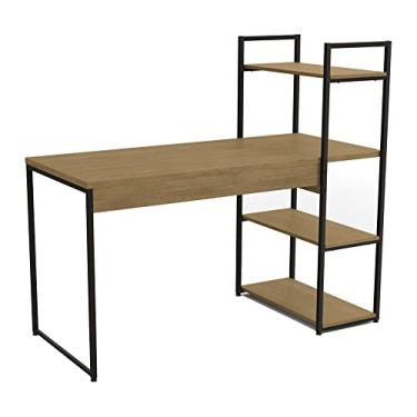 Imagem de Mesa Para Escritório Industrial Com Estante Crome LI010 Freijó e Preto