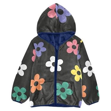 Imagem de Jaqueta retrô colorida de sherpa preta para bebês meninos crianças agasalhos meninos az...