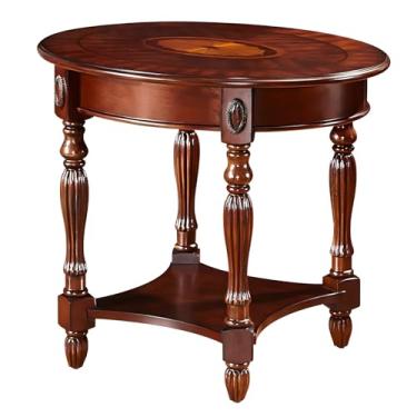 Imagem de Mesa Lateral Redonda, Mesa Lateral Toda Em Madeira Maciça Com Estrutura Estável, Mesas Finais Com Prateleira De Armazenamento, Para Sofá De Escritório E Quarto