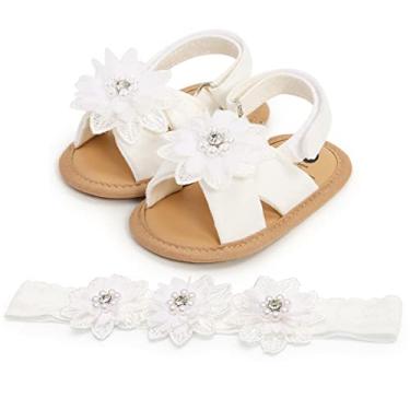 Imagem de Ohwawadi Sapatos para bebês meninas Baby Mary Jane Sapatilhas princesa vestido de casamento sapatos de berço para recém-nascidos, bebês e crianças pequenas, 01 Branco, 0-6 Meses