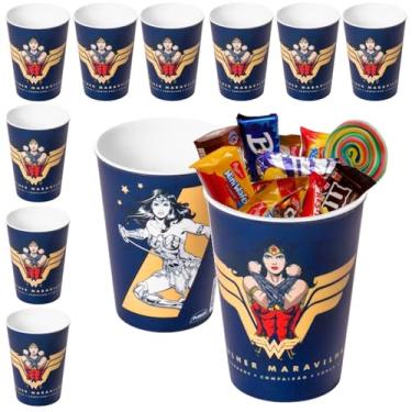 Imagem de Kit 10 Copos da Mulher Maravilha para Doces Lembrança Decoração de Festa infantil e Aniversário