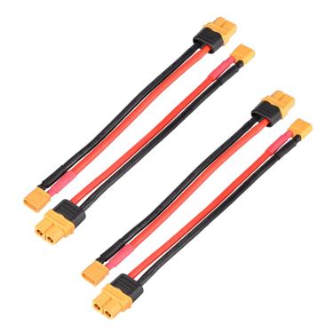 Imagem de ELFCULB Adaptador XT60 para XT30 4 peças 12AWG XT60 fêmea para XT30 macho cabo conector para drone de bateria RC Lipo (15 cm)