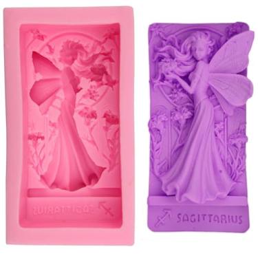 Imagem de Tvoip Molde de silicone de fada, molde de silicone de anjo 3D, molde de silicone de borboleta de fada, molde de silicone em forma de fada, moldes de artesanato de anjo para fabricação de velas,