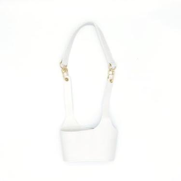 Imagem de Xícara de café xícara de chá manga protetora, suporte de garrafa de água bolsa de couro PU, acampamento ao ar livre compras suprimentos de viagem (branco)