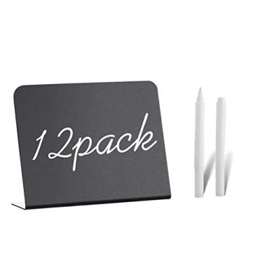 Imagem de Pacote com 12 mini placas de lousa - 10 x 7,6 cm para comida, festa, buffet, casamento e padaria
