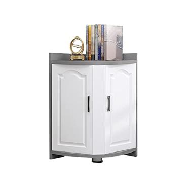 Imagem de Armário com porta dupla, armário de armazenamento moderno para sala de estar, armário de madeira, branco e cinza (cinza 1)