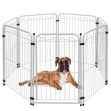 Imagem de Cercado Cachorro Pet - 6 Módulos + Portão - 82x68Cm - Branco - 30.036.01 - Petmix