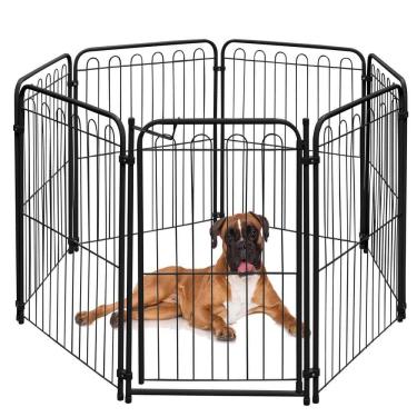 Imagem de Cercado Cachorro Pet - 6 Módulos + Portão - 82x68Cm - Preto - 30.036.02 - Petmix