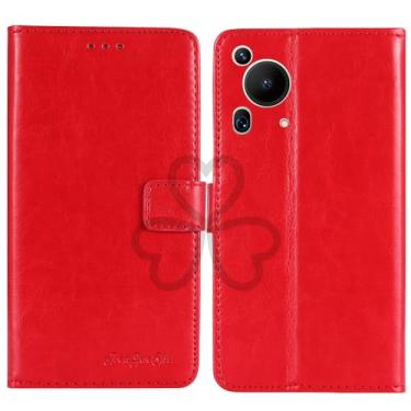 Imagem de TienJueShi Suporte de livro vermelho retrô flip protetor de couro TPU capa de silicone para Huawei Pura 70 Ultra 6,8 polegadas capa de gel carteira Etui