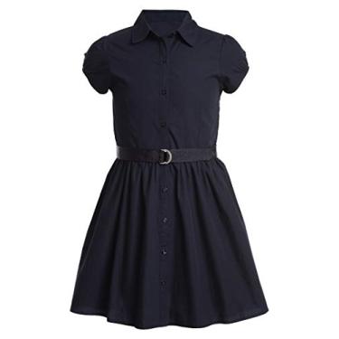 Imagem de Nautica Vestido de uniforme escolar de manga curta para meninas, Azul marinho, 6