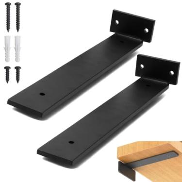 Imagem de RIO DESIGN99 Mão Francesa 40cm Cantoneira Invisível - Preto - 2 Unidades - Reforçada Industrial Invertida Suporte Aço Ferro Em T 400mm