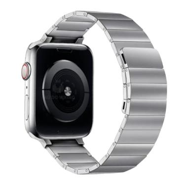 Imagem de Pulseira Elos Aço Magnética Imantada Compatível com Apple Watch 41mm 40mm 38mm 42mm 44mm 45mm 49mm (38/40/41mm, Prateada)