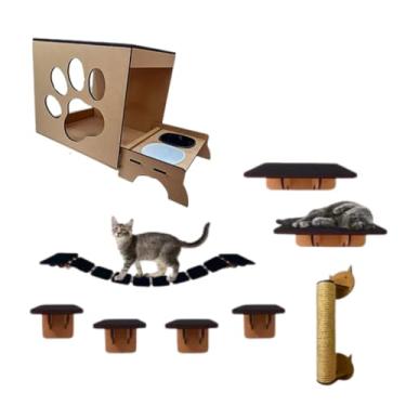 Imagem de Brinquedo Playground Para Gatos Em Mdf 10 Pçs Com Comedouro e Arranhador