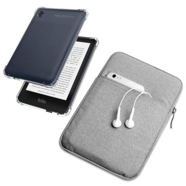 Imagem de enoxboo Cague e Saco de Pano Transparente para 6 "Kobo Clara 2e 2022 Lançado/Clara Color/Clara BW 2024 Lançado, Ultra Slim Soft E Matte Transparent Capa TPU Case Clear, Model:N365 and N506