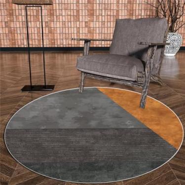 Imagem de Tapete redondo cinza para sala de estar, tamanho grande, antiderrapante, decoração de quarto infantil, cadeira suspensa, fiapos yx17, grátis, 18,80cm, 31.4 pol.
