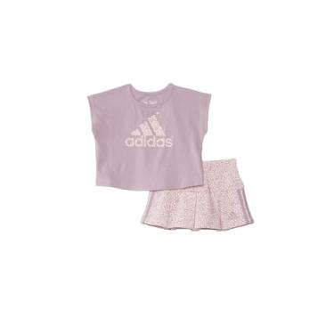 Imagem de adidas Conjunto de saia de 2 peças com babados e saia para bebês meninas, Preloved Fig roxo claro, 3 Meses