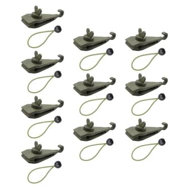 Imagem de MERIGLARE 10x clipes de lona grampos de lona com 10 cabos elásticos multiuso fixadores de tenda suporte para banners carro caminhão capa acampamento, Cordão Verde