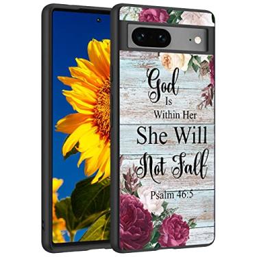 Imagem de Capa para Google Pixel 7, silicone líquido macio, à prova de arranhões, à prova de choque, moderna, capa de proteção adequada para Google Pixel 7, flor da Bíblia Salmo 46-5