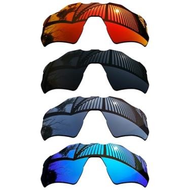Imagem de MYCOURAG 4 peças de lentes de reposição para óculos de sol Oakley Radar EV Path OO9208 - preto sólido + titânio + azul gelo + vermelho fogo