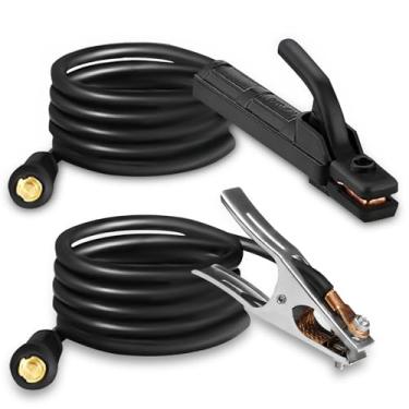 Imagem de SSIMDER Suporte de eletrodo de soldagem MMA ARC grampo de solda e cabo de soldagem suporte de eletrodo braçadeira de solda alicate de solda alicate de fixação de cobre para máquina de soldagem 300A