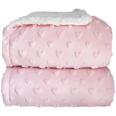 Imagem de Cobertor Donna Laço Bebê Plush com Sherpa Hearts (Rosa Bebê)