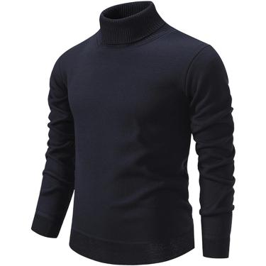 Imagem de Suéter masculino outono e inverno de manga comprida casual gola alta slim fit, marrom, GG