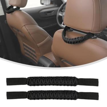 Imagem de Linskip Alças de apoio de cabeça Paracord, suporte de assistência de alça de passageiro no banco traseiro, acessórios universais para carros - acessórios internos - acessórios de assento (preto/preto)